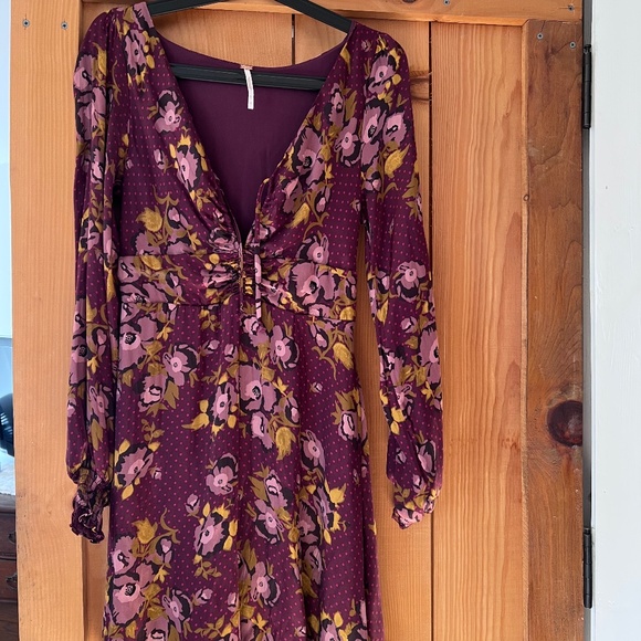 Free People Mini Silk Floral Dress Size 6 - Picture 1 of 2